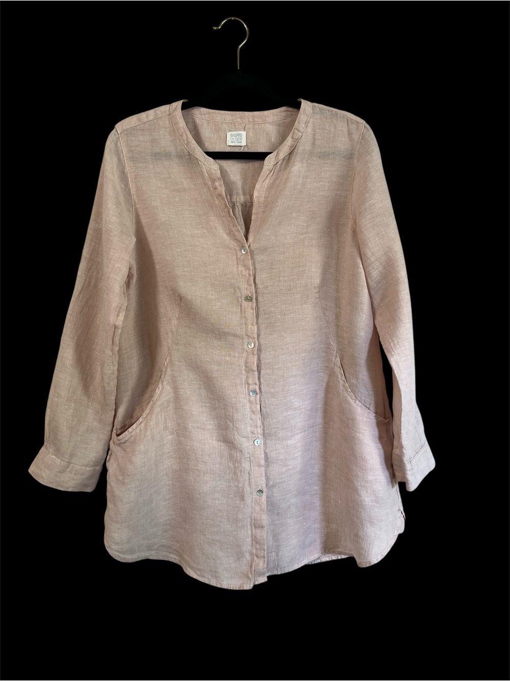 Sigrid Olsen Linen Button Down Shirt Pink